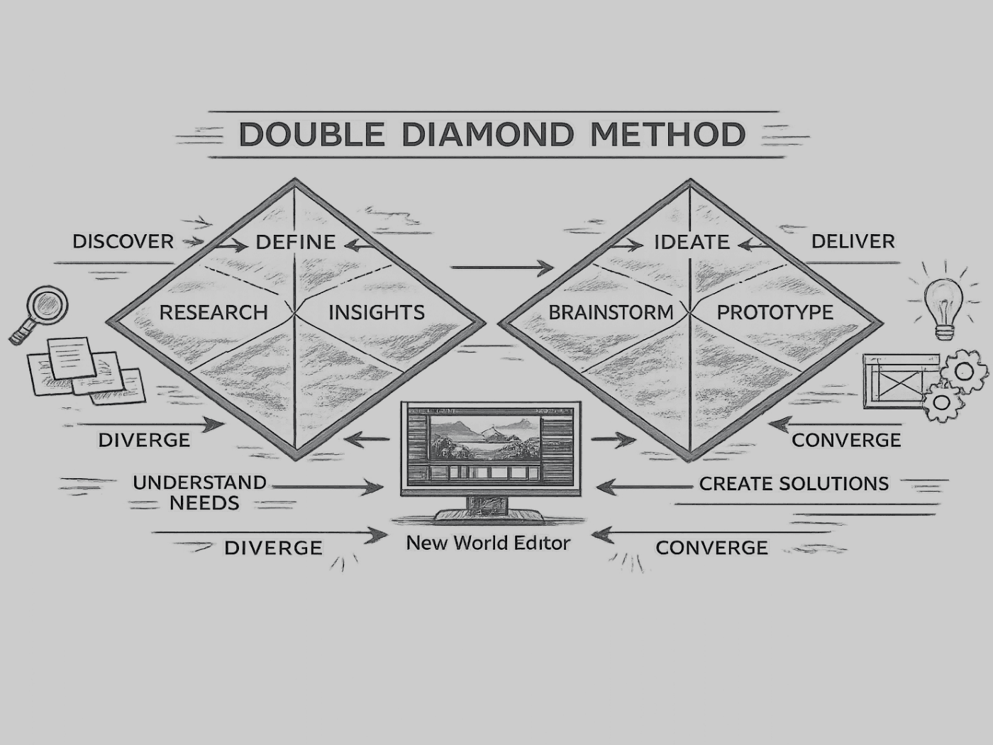 Supporting visual for the Discovery phase of the World Editor project